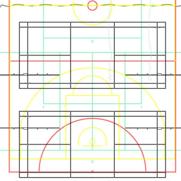 Sports court line drawing